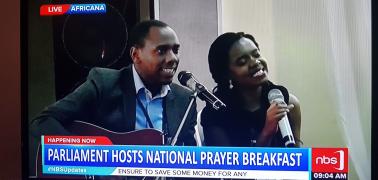 Price Love leads worship at the National Prayer Breakfast