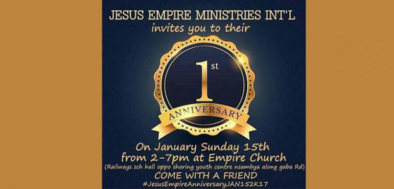 JESUS EMPIRE TO CELEBRATE THEIR FIRST ANNIVERSARY on 15th Jan 2017